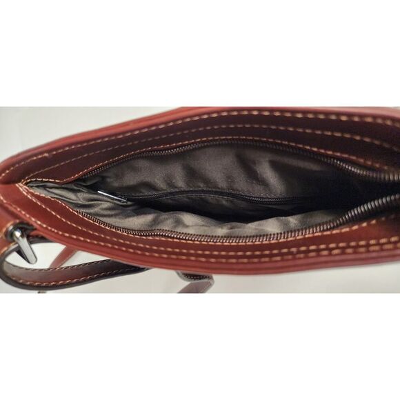Stauer Women's Brooklyn Brown Leather Hip Bag Zip Pockets Adjustable Strap - Picture 9 of 9